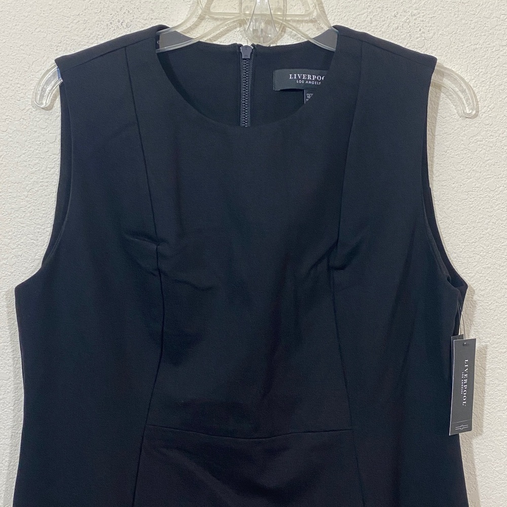 LIVERPOOL Sleeveless Sheath Knit Dress BLACK Women's Petite Size 10/30
